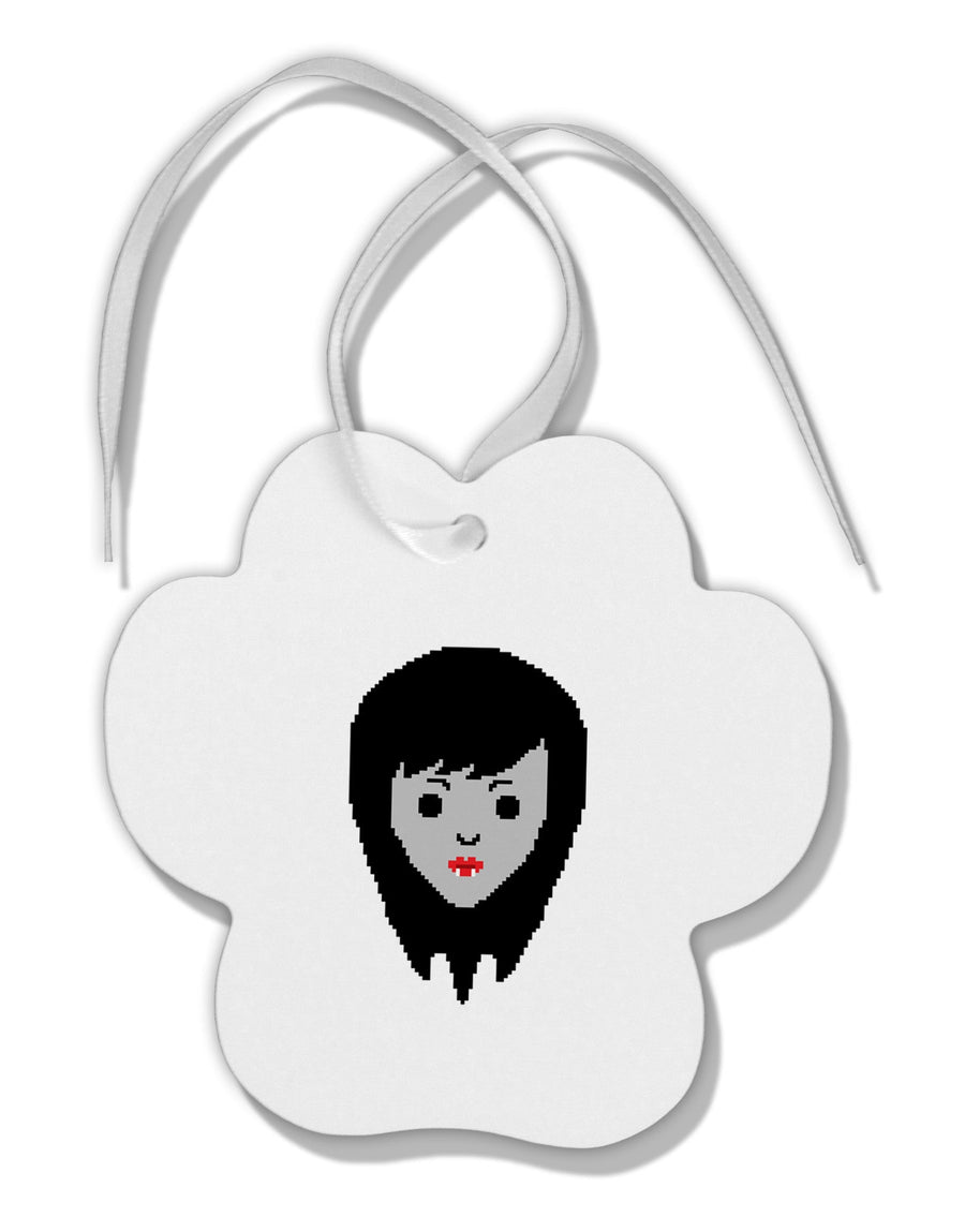 Cute Pixel Vampire Female Paw Print Shaped Ornament-Ornament-TooLoud-White-Davson Sales