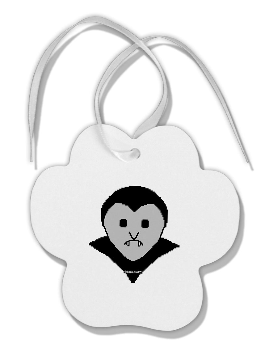 Cute Pixel Vampire Male Paw Print Shaped Ornament-Ornament-TooLoud-White-Davson Sales