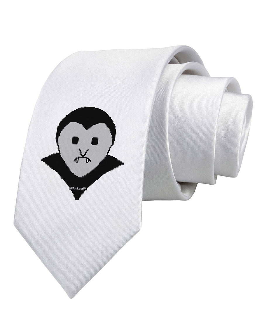 Cute Pixel Vampire Male Printed White Necktie