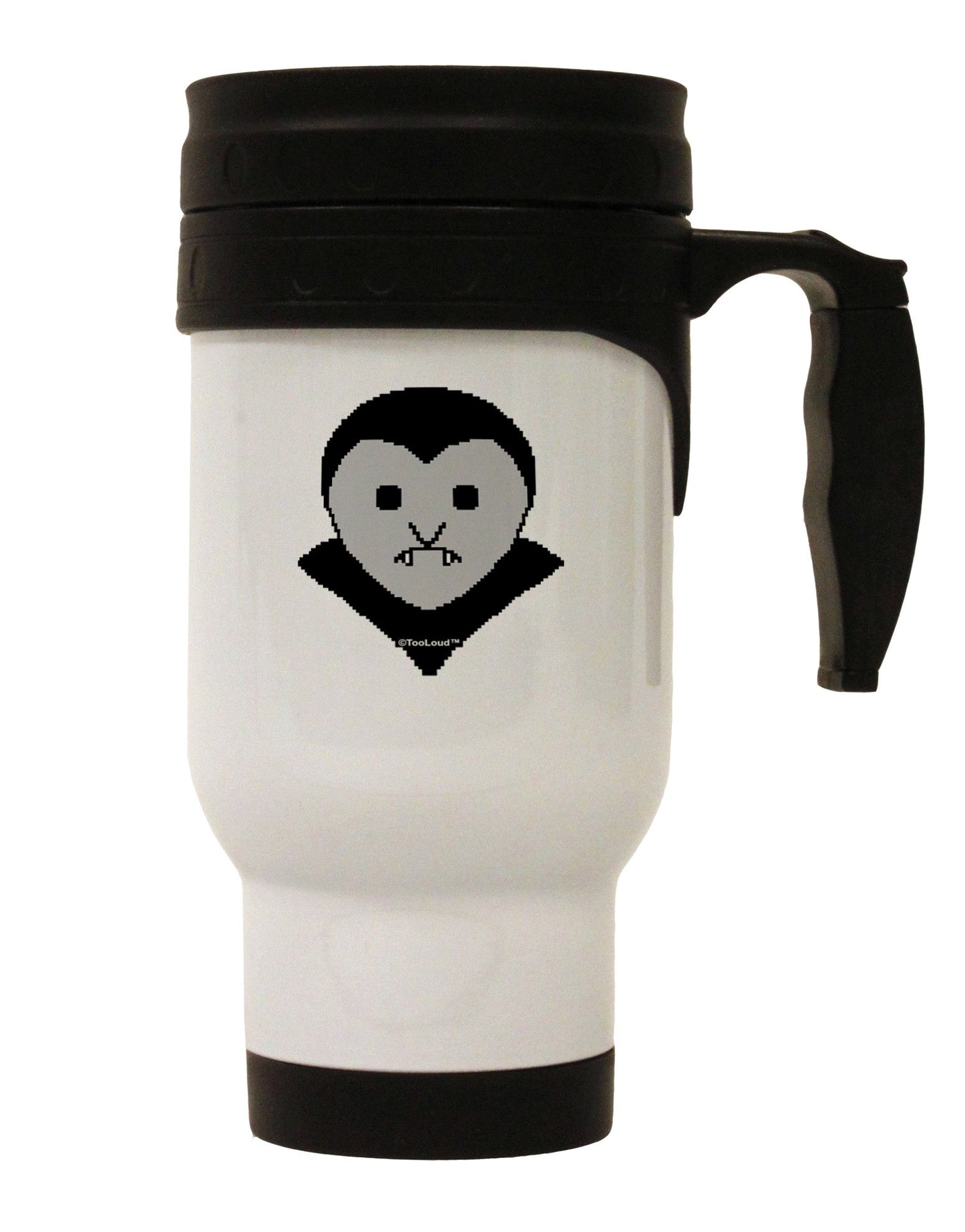 Cute Pixel Vampire Male Stainless Steel 14oz Travel Mug-Travel Mugs-TooLoud-White-Davson Sales
