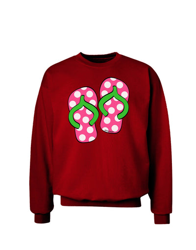 Cute Polka Dot Flip Flops - Pink and Green Adult Dark Sweatshirt-Sweatshirts-TooLoud-Deep-Red-Small-Davson Sales