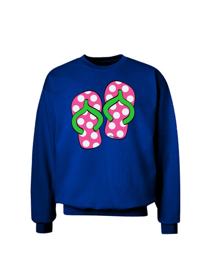 Cute Polka Dot Flip Flops - Pink and Green Adult Dark Sweatshirt-Sweatshirts-TooLoud-Deep-Royal-Blue-Small-Davson Sales