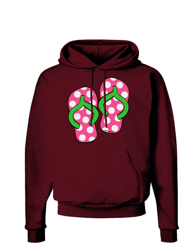 Cute Polka Dot Flip Flops - Pink and Green Dark Hoodie Sweatshirt-Hoodie-TooLoud-Maroon-Small-Davson Sales