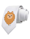 Cute Pomeranian Dog Printed White Necktie by TooLoud