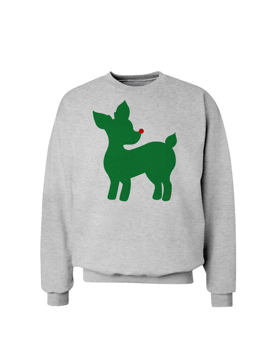 Cute Red and Green Rudolph - Christmas Sweatshirt by TooLoud-Sweatshirts-TooLoud-White-Small-Davson Sales