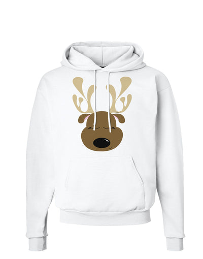 Cute Reindeer Face Christmas Hoodie Sweatshirt-Hoodie-TooLoud-White-Small-Davson Sales