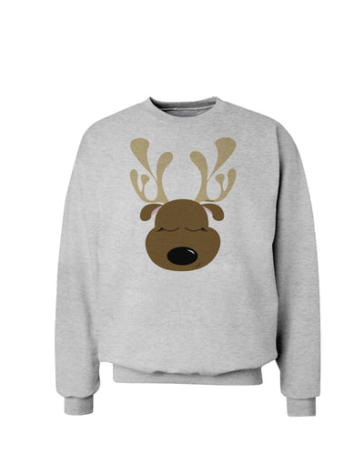 Cute Reindeer Face Christmas Sweatshirt-Sweatshirts-TooLoud-AshGray-Small-Davson Sales