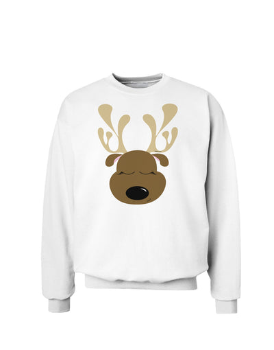 Cute Reindeer Face Christmas Sweatshirt-Sweatshirts-TooLoud-White-Small-Davson Sales