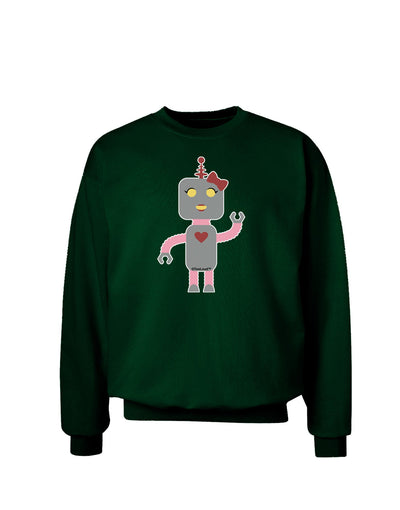 Cute Robot Female Adult Dark Sweatshirt-Sweatshirts-TooLoud-Deep-Forest-Green-Small-Davson Sales