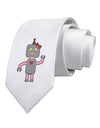 Cute Robot Female Printed White Necktie