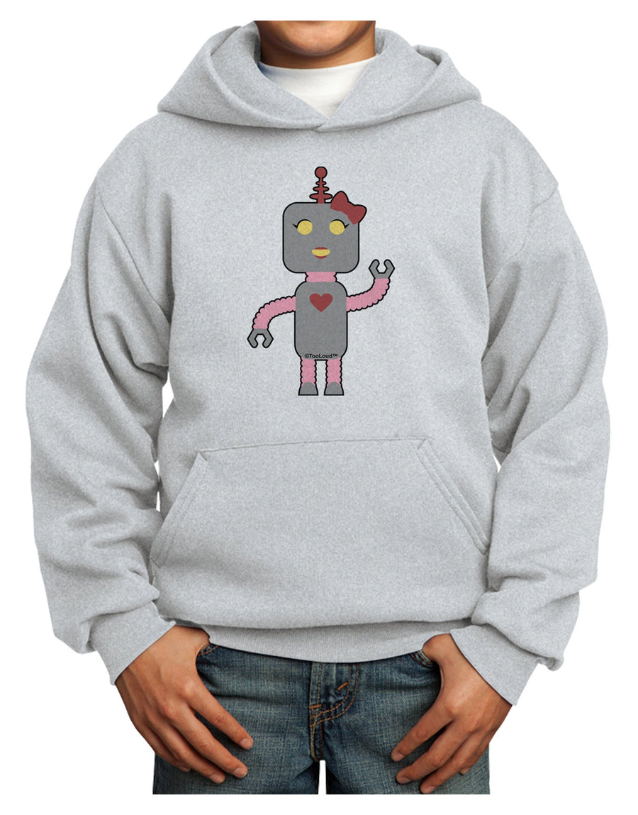 Cute Robot Female Youth Hoodie Pullover Sweatshirt-Youth Hoodie-TooLoud-White-XS-Davson Sales