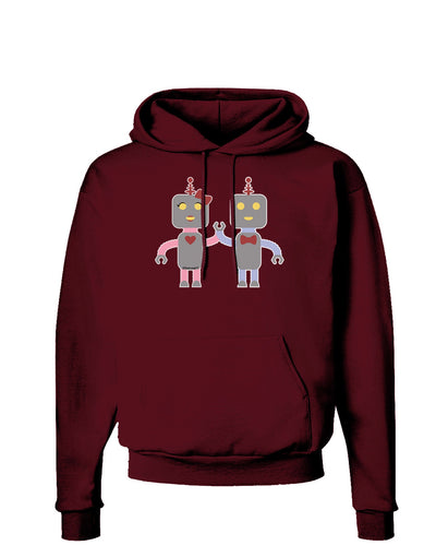 Cute Robot Love Dark Hoodie Sweatshirt-Hoodie-TooLoud-Maroon-Small-Davson Sales