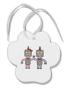 Cute Robot Love Paw Print Shaped Ornament by TooLoud-Ornament-TooLoud-White-Davson Sales