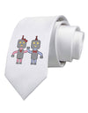 Cute Robot Love Printed White Necktie