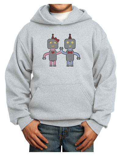 Cute Robot Love Youth Hoodie Pullover Sweatshirt-Youth Hoodie-TooLoud-Ash-XS-Davson Sales