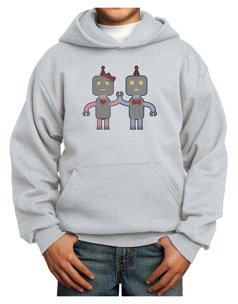 Cute Robot Love Youth Hoodie Pullover Sweatshirt-Youth Hoodie-TooLoud-White-XS-Davson Sales