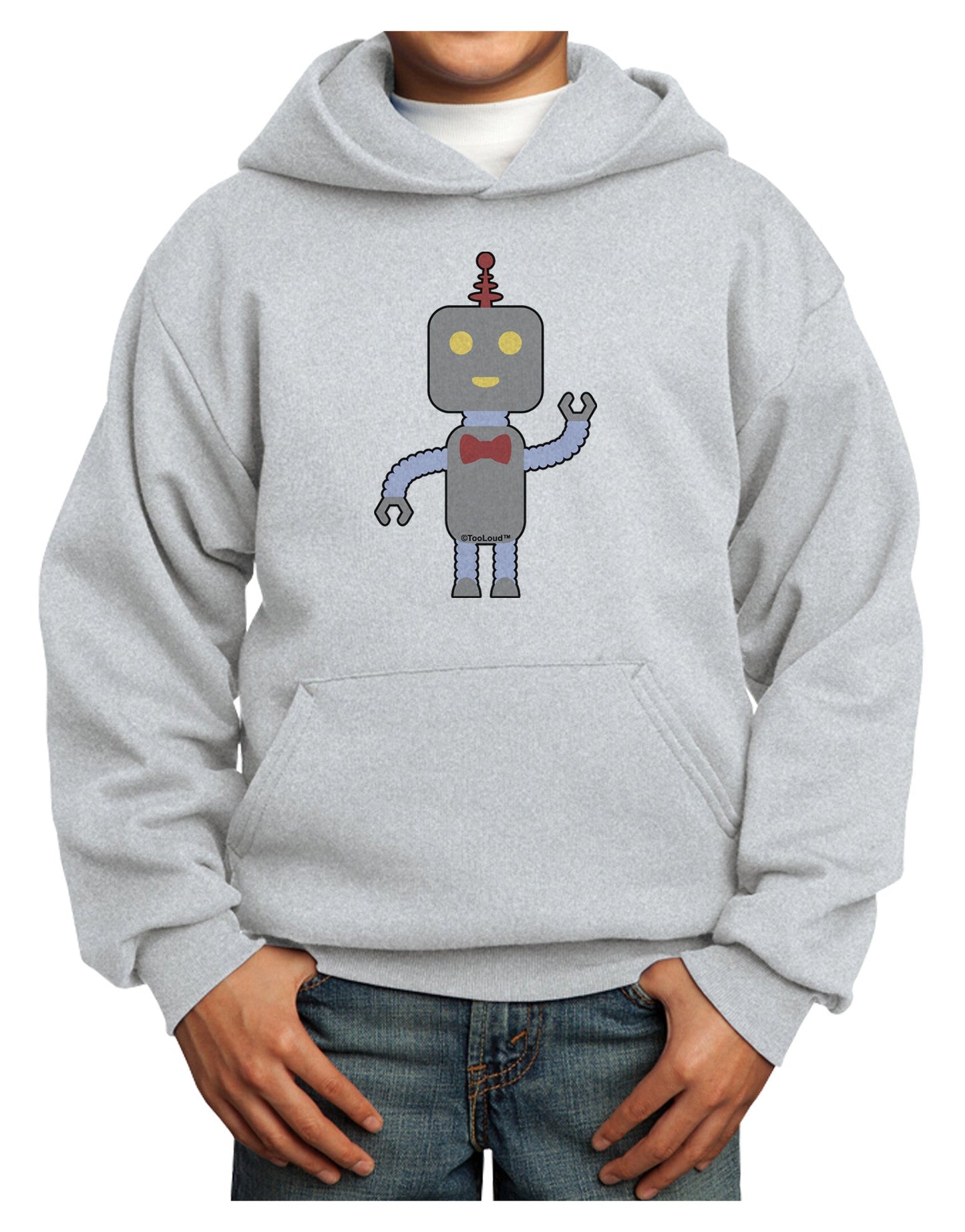 Cute Robot Male Youth Hoodie Pullover Sweatshirt-Youth Hoodie-TooLoud-Ash-XS-Davson Sales