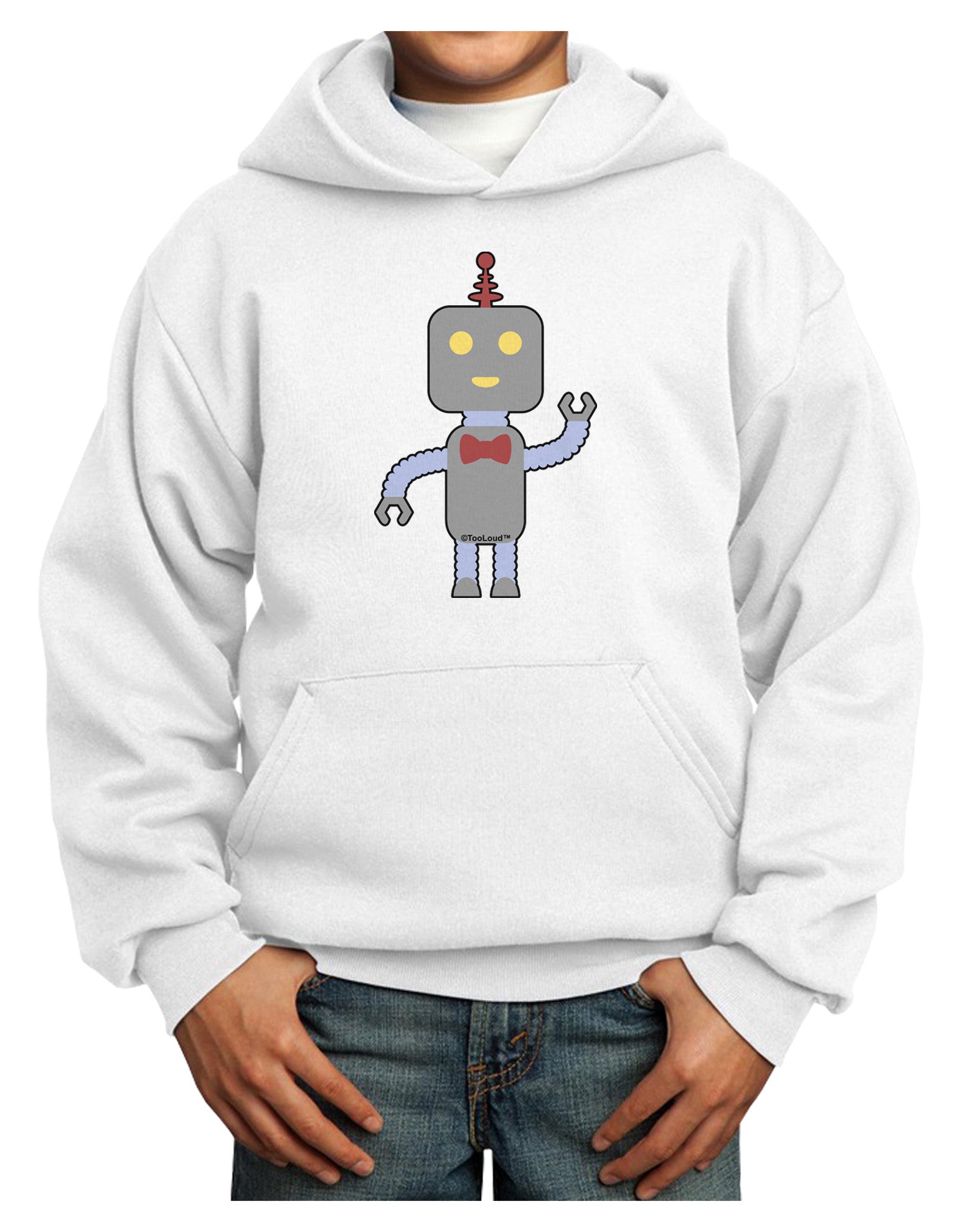 Cute Robot Male Youth Hoodie Pullover Sweatshirt-Youth Hoodie-TooLoud-White-XS-Davson Sales