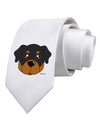 Cute Rottweiler Dog Printed White Necktie by TooLoud