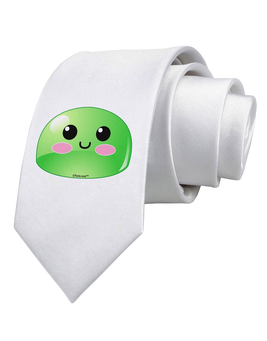 Cute RPG Slime - Green Printed White Necktie by TooLoud