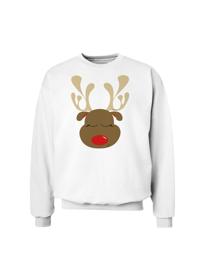 Cute Rudolph Reindeer Face Christmas Sweatshirt-Sweatshirts-TooLoud-White-Small-Davson Sales