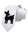 Cute Rudolph Silhouette - Christmas Printed White Necktie by TooLoud