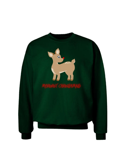 Cute Rudolph the Reindeer - Merry Christmas Adult Dark Sweatshirt by TooLoud-Sweatshirts-TooLoud-Deep-Forest-Green-Small-Davson Sales