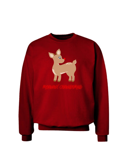 Cute Rudolph the Reindeer - Merry Christmas Adult Dark Sweatshirt by TooLoud-Sweatshirts-TooLoud-Deep-Red-Small-Davson Sales