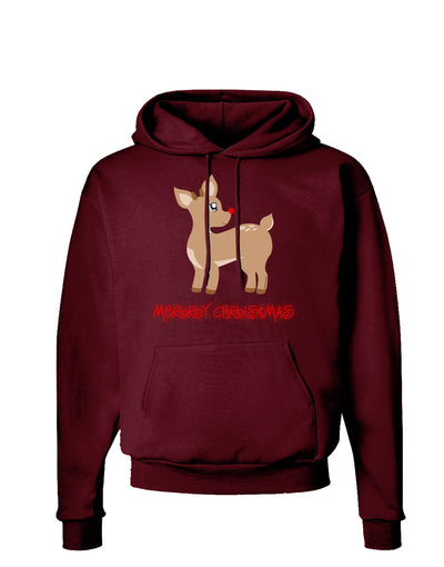 Cute Rudolph the Reindeer - Merry Christmas Dark Hoodie Sweatshirt by TooLoud-Hoodie-TooLoud-Maroon-Small-Davson Sales