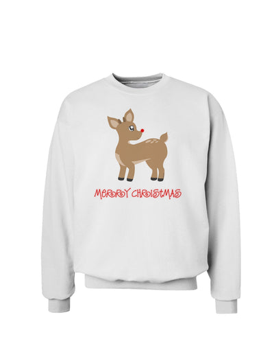 Cute Rudolph the Reindeer - Merry Christmas Sweatshirt by TooLoud-Sweatshirts-TooLoud-White-Small-Davson Sales