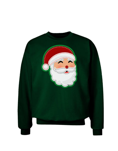 Cute Santa Claus Face Faux Applique Adult Dark Sweatshirt-Sweatshirts-TooLoud-Deep-Forest-Green-Small-Davson Sales