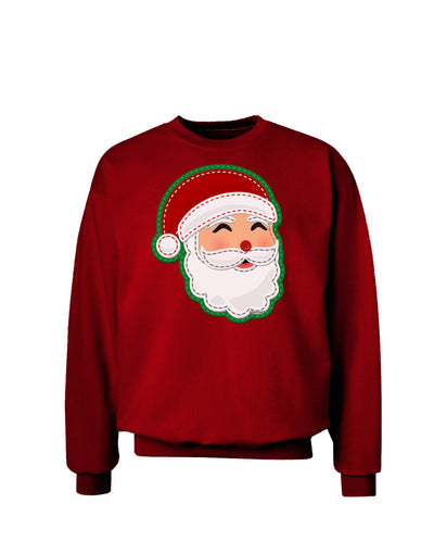 Cute Santa Claus Face Faux Applique Adult Dark Sweatshirt-Sweatshirts-TooLoud-Deep-Red-Small-Davson Sales