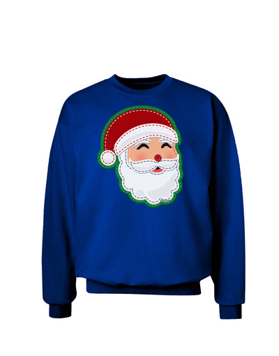 Cute Santa Claus Face Faux Applique Adult Dark Sweatshirt-Sweatshirts-TooLoud-Deep-Royal-Blue-Small-Davson Sales