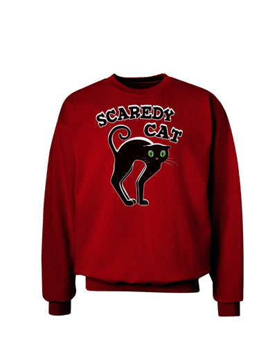 Cute Scaredy Cat Black Cat Halloween Adult Dark Sweatshirt-Sweatshirts-TooLoud-Deep-Red-Small-Davson Sales