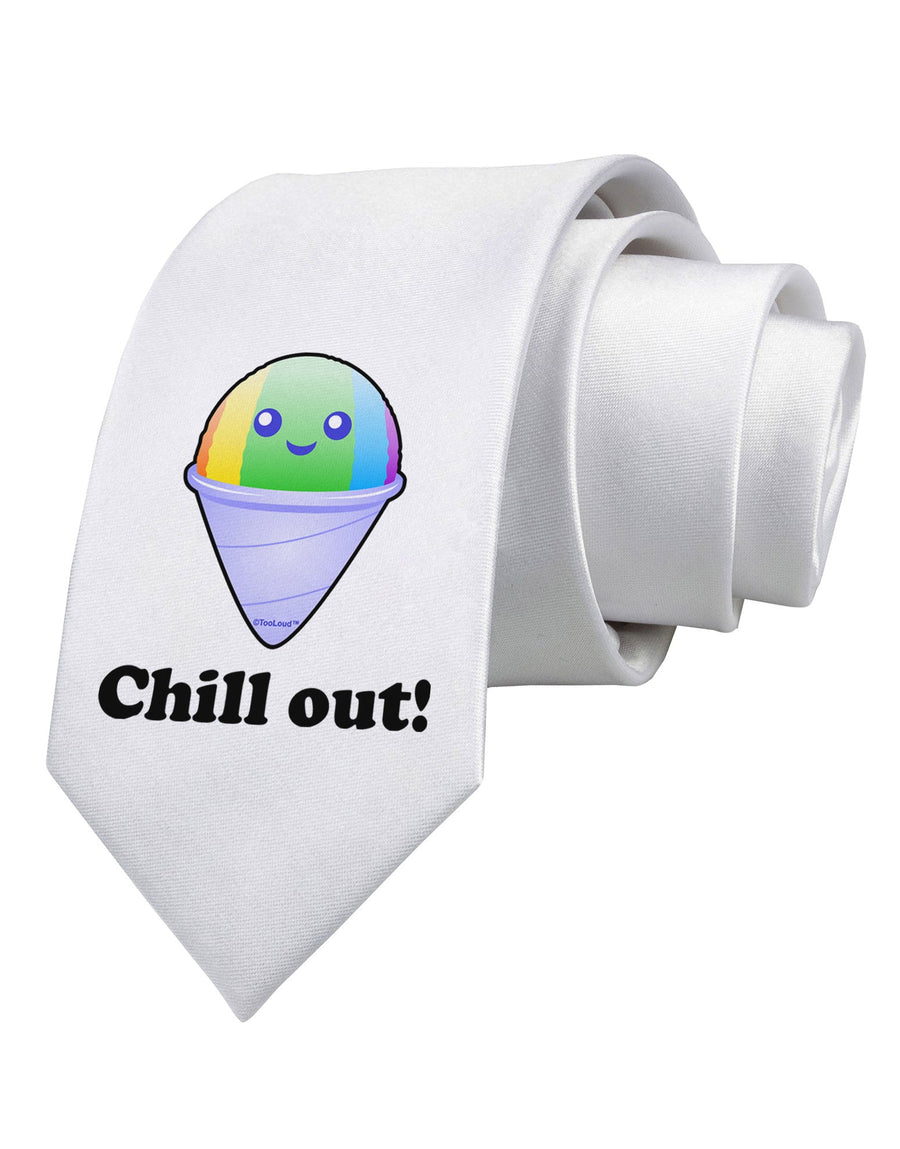 Cute Shaved Ice Chill Out Printed White Necktie