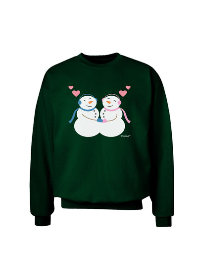 Cute Snowman and Snowwoman Couple Adult Dark Sweatshirt by TooLoud-Sweatshirts-TooLoud-Deep-Forest-Green-Small-Davson Sales