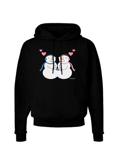 Cute Snowman and Snowwoman Couple Dark Hoodie Sweatshirt by TooLoud-Hoodie-TooLoud-Black-Small-Davson Sales