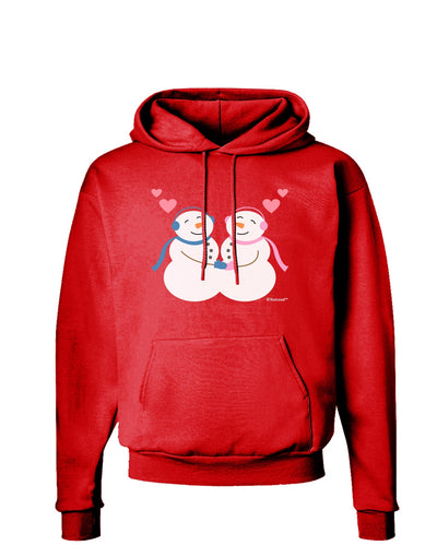 Cute Snowman and Snowwoman Couple Dark Hoodie Sweatshirt by TooLoud-Hoodie-TooLoud-Red-Small-Davson Sales