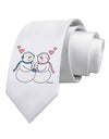 Cute Snowman and Snowwoman Couple Printed White Necktie by TooLoud