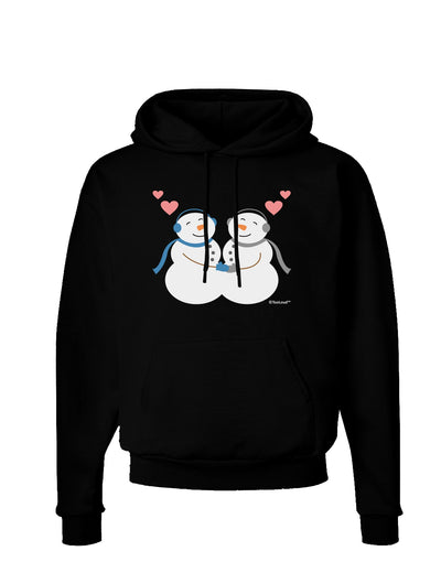 Cute Snowman Couple Dark Hoodie Sweatshirt by TooLoud-Hoodie-TooLoud-Black-Small-Davson Sales