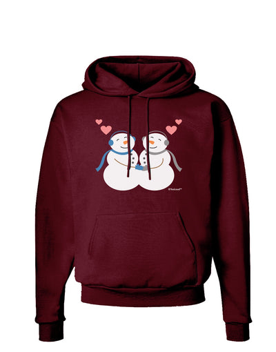 Cute Snowman Couple Dark Hoodie Sweatshirt by TooLoud-Hoodie-TooLoud-Maroon-Small-Davson Sales