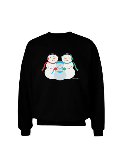 Cute Snowman Family with Boy Adult Dark Sweatshirt by TooLoud-Sweatshirts-TooLoud-Black-Small-Davson Sales