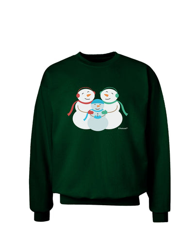 Cute Snowman Family with Boy Adult Dark Sweatshirt by TooLoud-Sweatshirts-TooLoud-Deep-Forest-Green-Small-Davson Sales