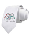 Cute Snowman Family with Boy Printed White Necktie by TooLoud