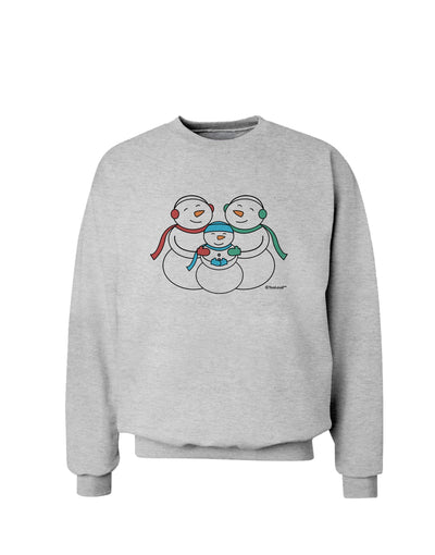 Cute Snowman Family with Boy Sweatshirt by TooLoud-Sweatshirts-TooLoud-AshGray-Small-Davson Sales