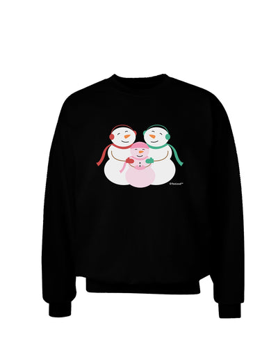 Cute Snowman Family with Girl Adult Dark Sweatshirt by TooLoud-Sweatshirts-TooLoud-Black-Small-Davson Sales