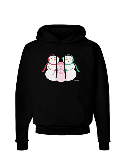 Cute Snowman Family with Girl Dark Hoodie Sweatshirt by TooLoud-Hoodie-TooLoud-Black-Small-Davson Sales