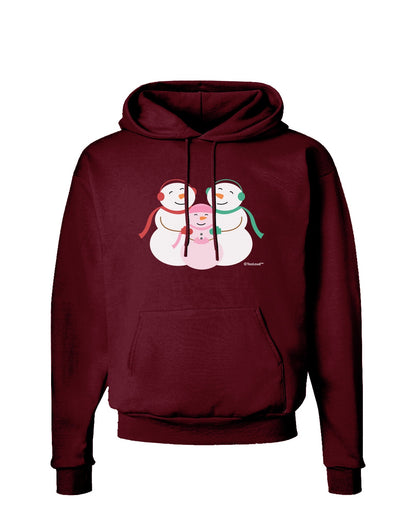 Cute Snowman Family with Girl Dark Hoodie Sweatshirt by TooLoud-Hoodie-TooLoud-Maroon-Small-Davson Sales