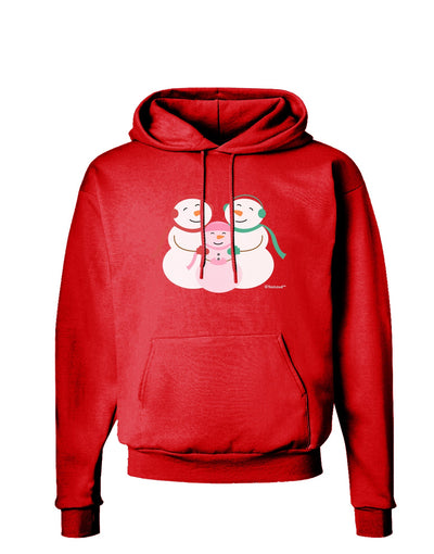 Cute Snowman Family with Girl Dark Hoodie Sweatshirt by TooLoud-Hoodie-TooLoud-Red-Small-Davson Sales