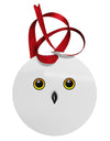 Cute Snowy Owl Face Circular Metal Ornament-Ornament-TooLoud-White-Davson Sales